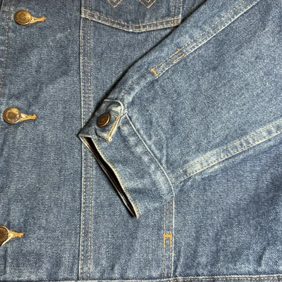 Wrangler Denim Jacket Mens 46 Blue Blanket Lined Western Tucker Corduroy Vintage - Picture 5 of 13